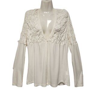 Long Sleeved Sequin Loose Fit White Top Size M  Size L - New NWOT